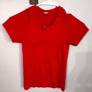 Lululemon Red Swiftly Tech Race Length Short Sleeve Shirt